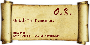 Orbán Kemenes névjegykártya