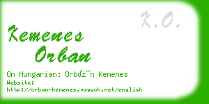 kemenes orban business card